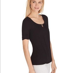 WHBM Elbow sleeve Keyhole Tee